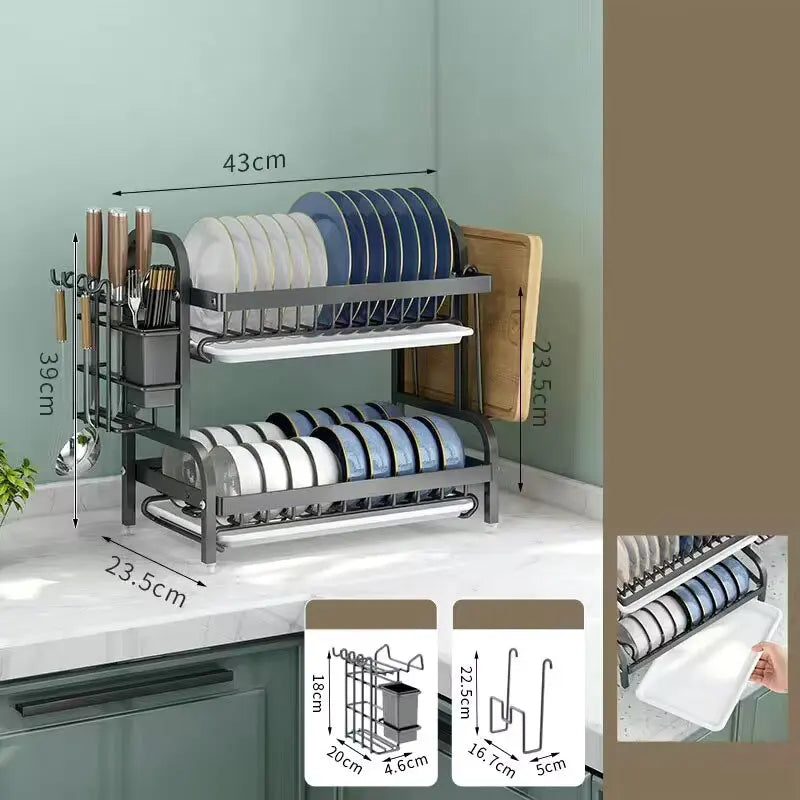 Égouttoir à vaisselle 2 niveaux en acier – Rangement & organisation cuisine