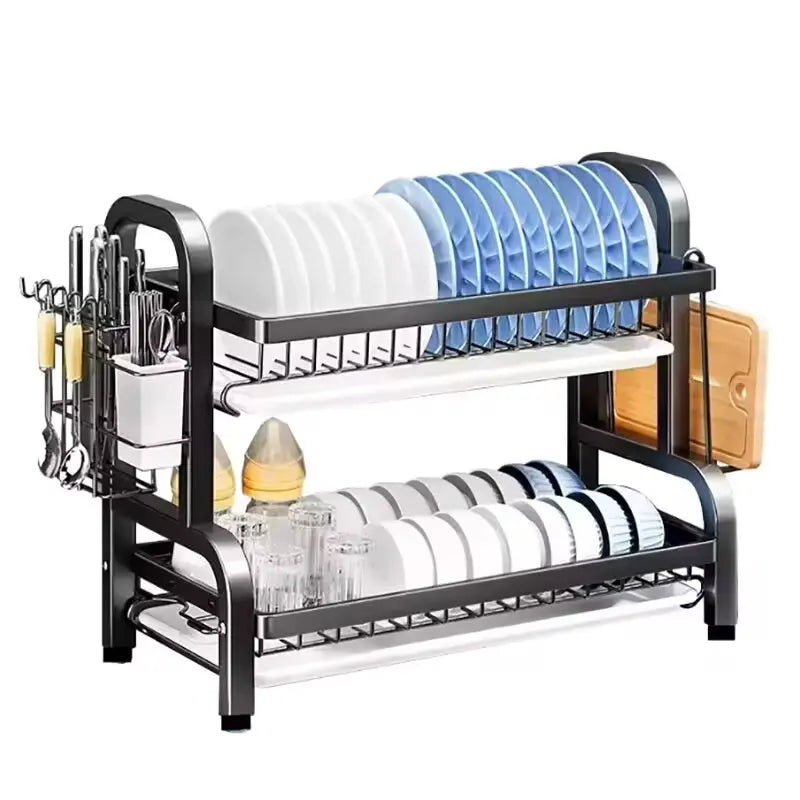 Égouttoir à vaisselle 2 niveaux en acier – Rangement & organisation cuisine