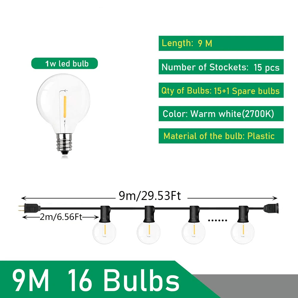 Guirlande LED KIKIELF - Boules Lumineuses Étanches IP44 - 9M/14M/26M