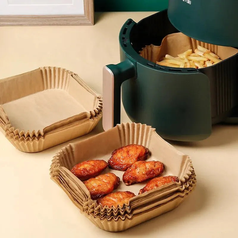 Papier Cuisson Écologique pour Friteuse à Air - Lot de 50 Feuilles Anti-Adhésives