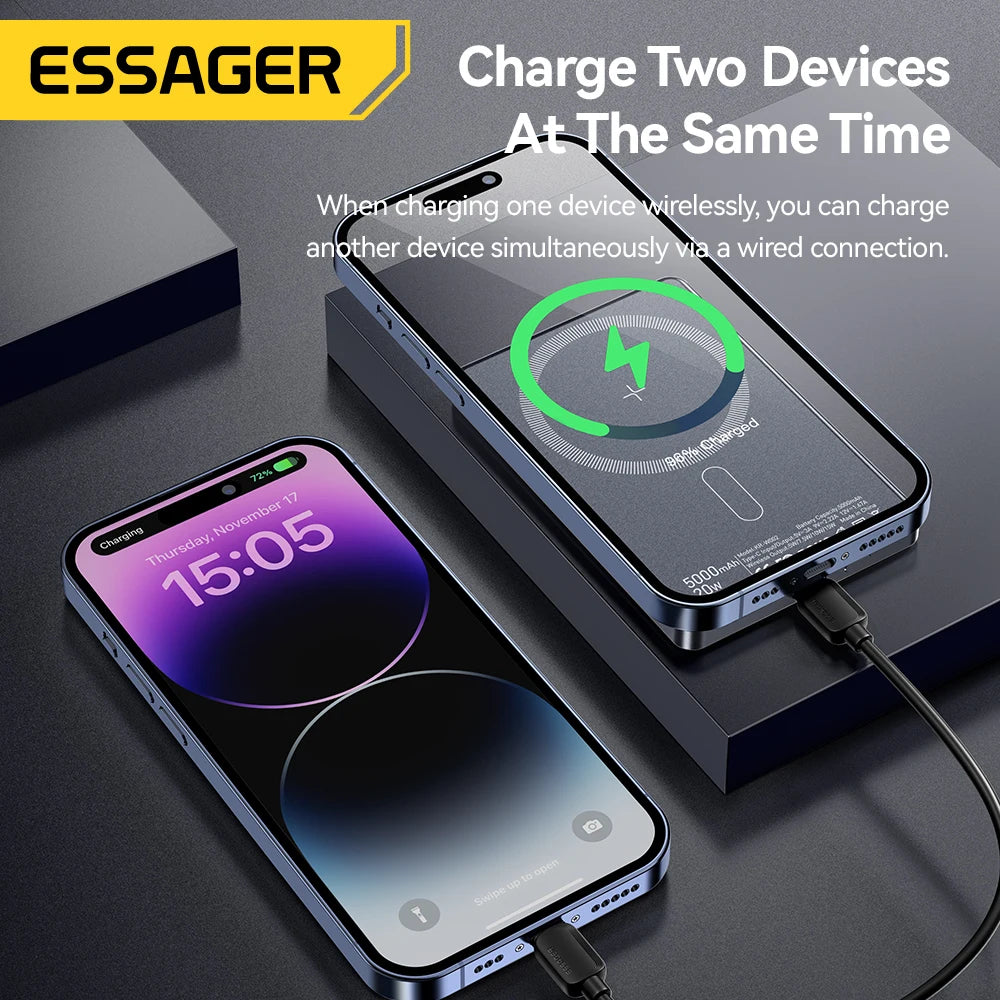 Essager Batterie Externe Sans Fil 5000mAh - 20W Charge Rapide Magnétique