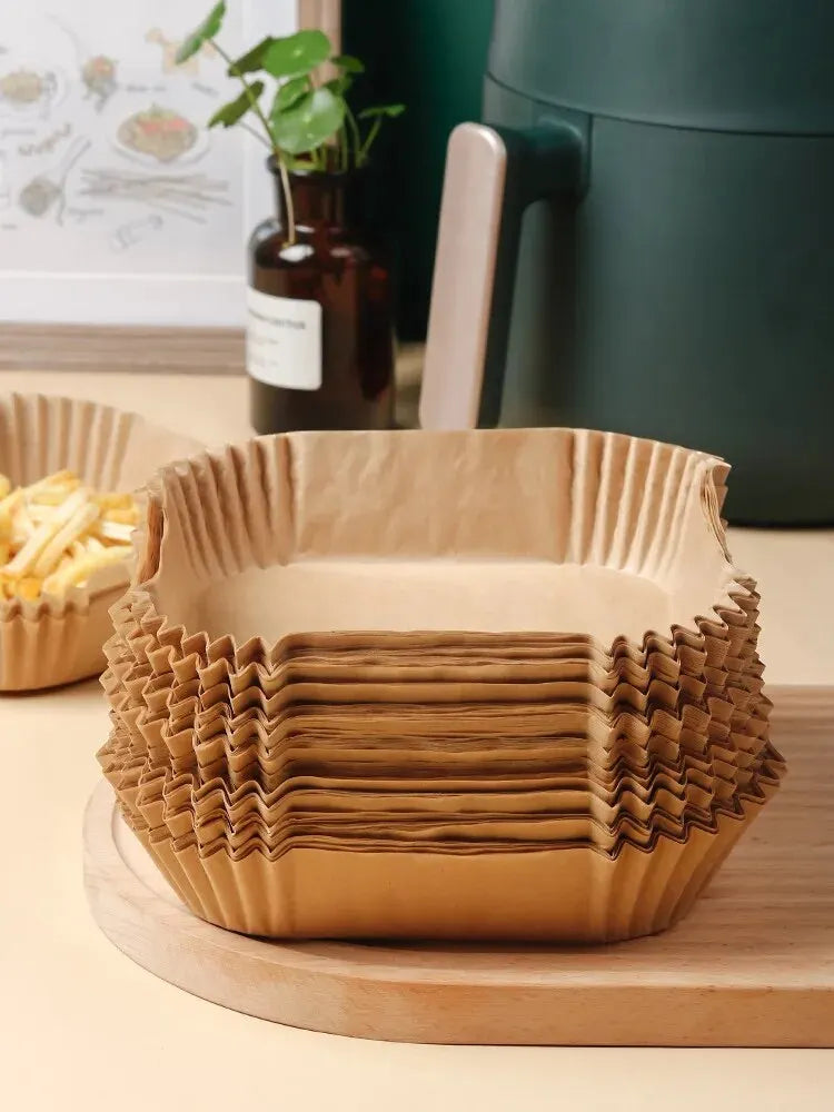 Papier Cuisson Écologique pour Friteuse à Air - Lot de 50 Feuilles Anti-Adhésives