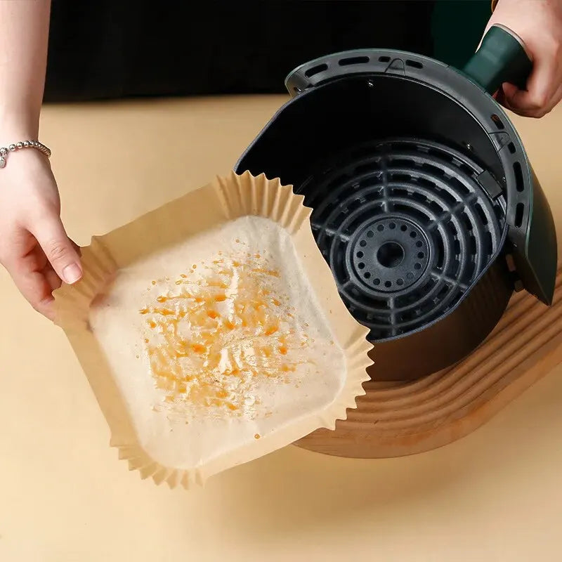 Papier Cuisson Écologique pour Friteuse à Air - Lot de 50 Feuilles Anti-Adhésives