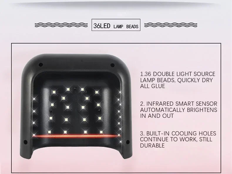INSIS FEMME Sèche-Ongles UV LED 48W - 36 LEDs - Double Source Lumineuse 365+405nm