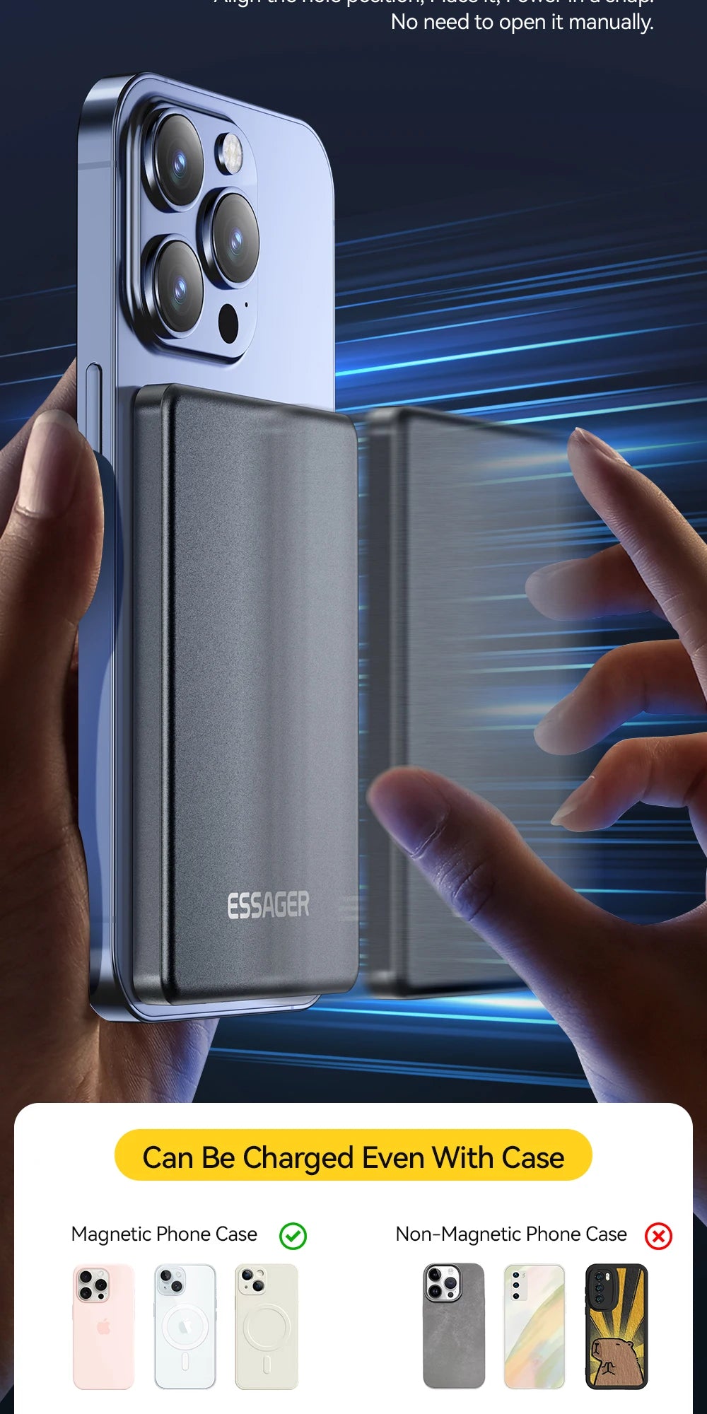 Essager Batterie Externe Sans Fil 5000mAh - 20W Charge Rapide Magnétique