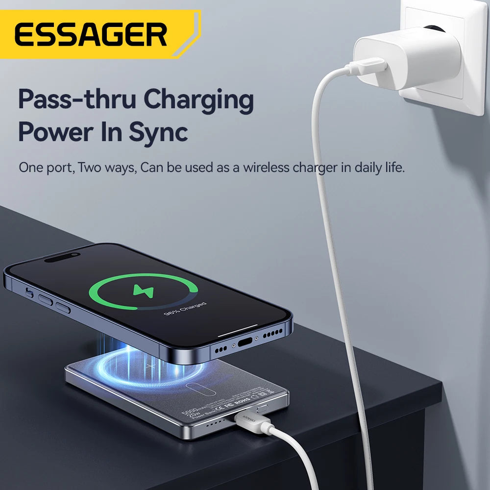 Essager Batterie Externe Sans Fil 5000mAh - 20W Charge Rapide Magnétique