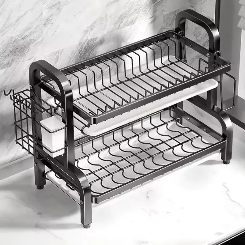 Égouttoir à vaisselle 2 niveaux en acier – Rangement & organisation cuisine