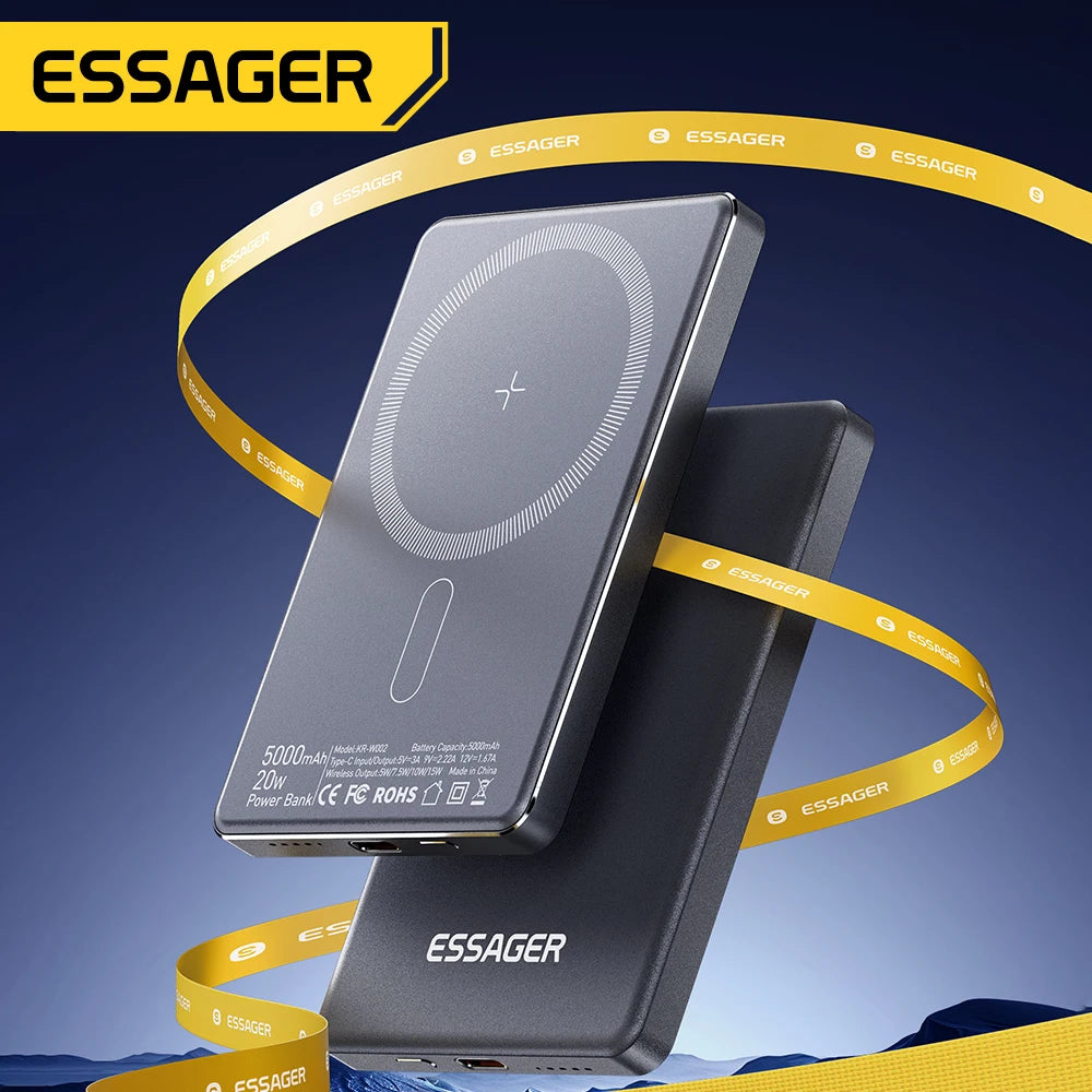Essager Batterie Externe Sans Fil 5000mAh - 20W Charge Rapide Magnétique